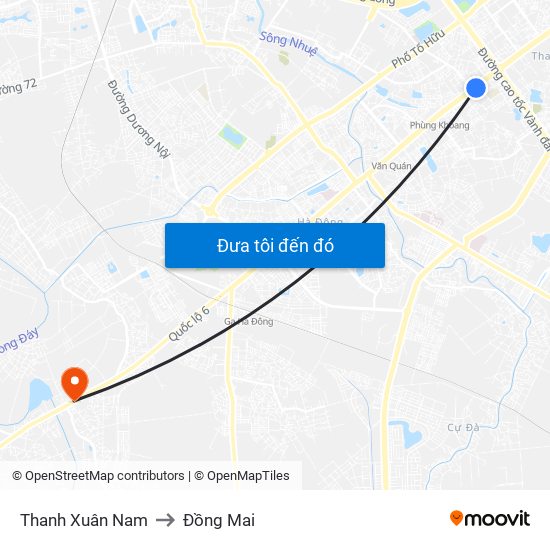 Thanh Xuân Nam to Đồng Mai map