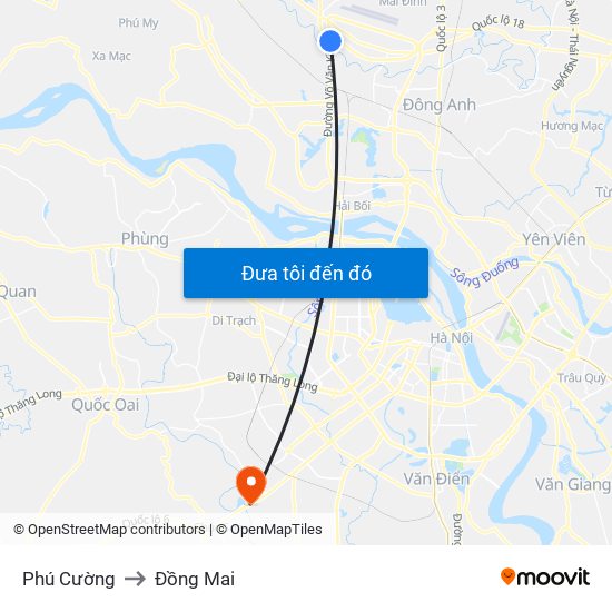 Phú Cường to Đồng Mai map