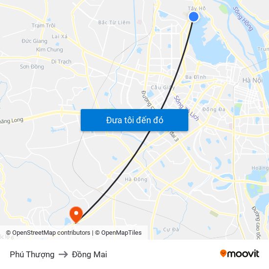 Phú Thượng to Đồng Mai map