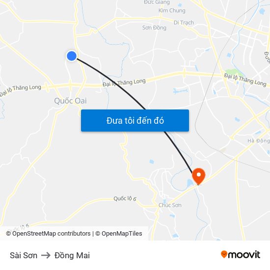 Sài Sơn to Đồng Mai map