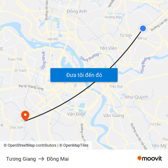 Tương Giang to Đồng Mai map