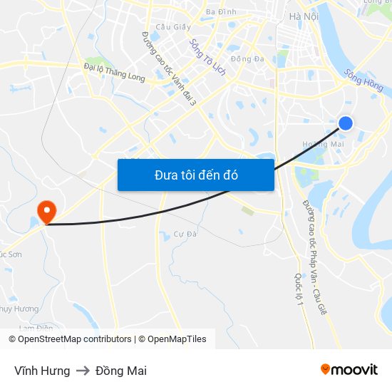 Vĩnh Hưng to Đồng Mai map