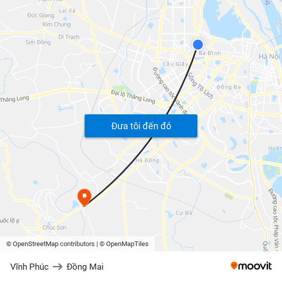 Vĩnh Phúc to Đồng Mai map