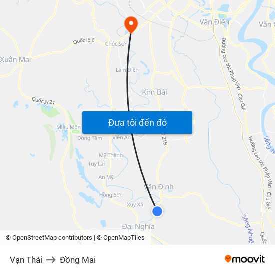 Vạn Thái to Đồng Mai map