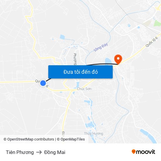 Tiên Phương to Đồng Mai map