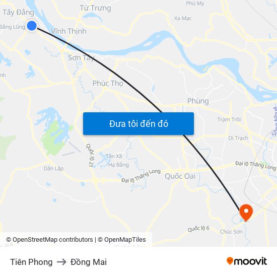 Tiên Phong to Đồng Mai map