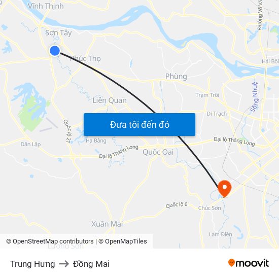 Trung Hưng to Đồng Mai map