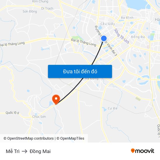 Mễ Trì to Đồng Mai map