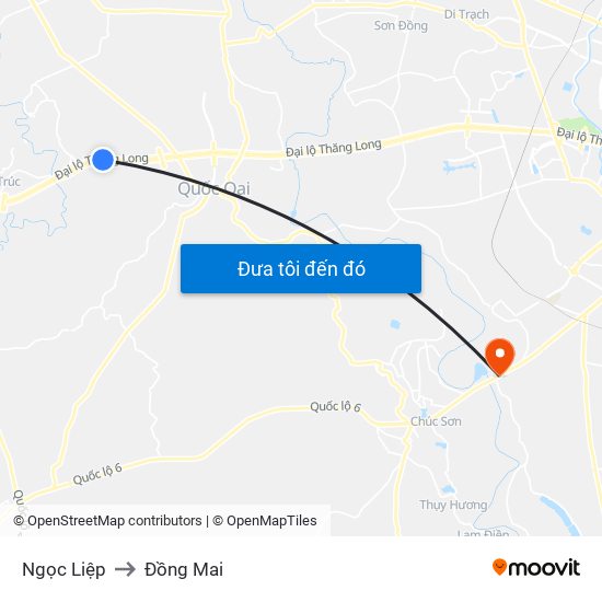 Ngọc Liệp to Đồng Mai map