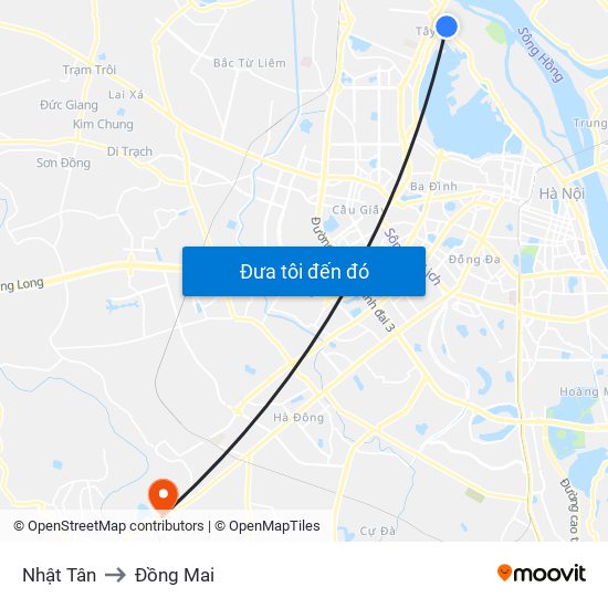 Nhật Tân to Đồng Mai map