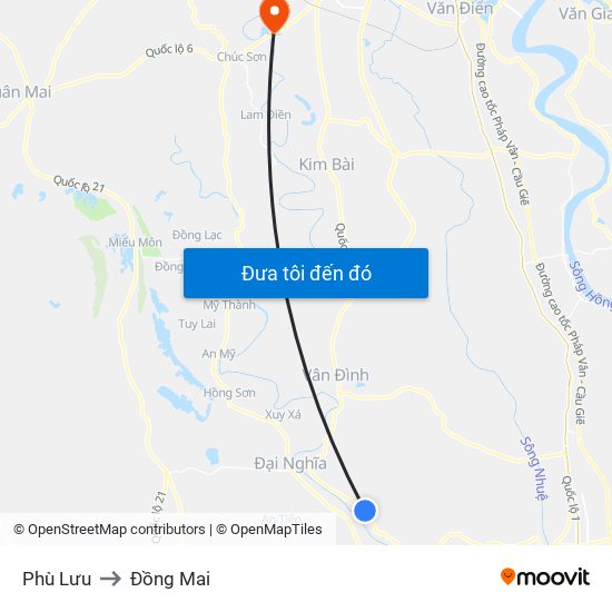 Phù Lưu to Đồng Mai map