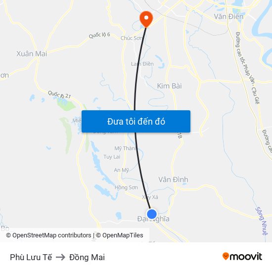 Phù Lưu Tế to Đồng Mai map