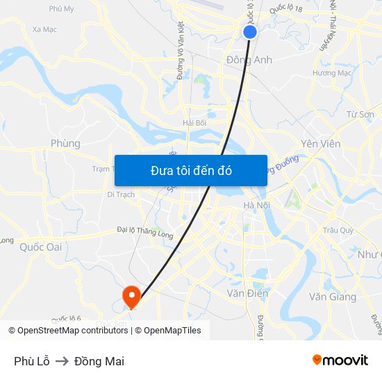 Phù Lỗ to Đồng Mai map