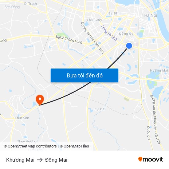 Khương Mai to Đồng Mai map