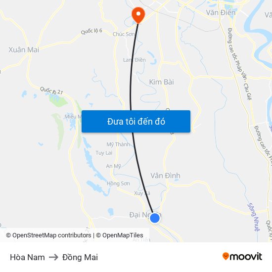 Hòa Nam to Đồng Mai map