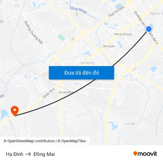 Hạ Đình to Đồng Mai map