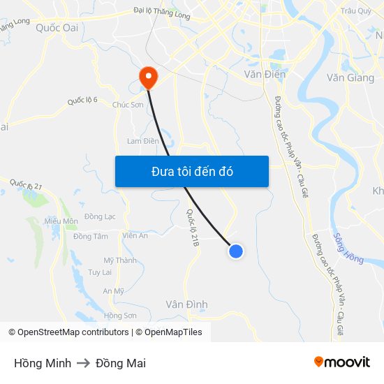 Hồng Minh to Đồng Mai map