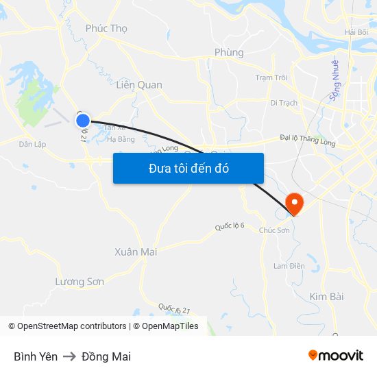 Bình Yên to Đồng Mai map