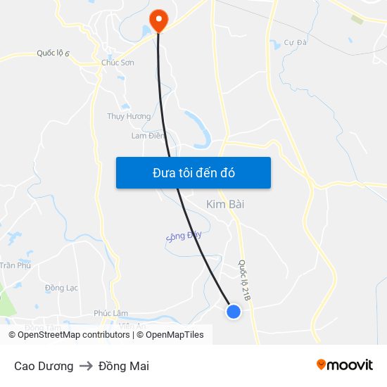 Cao Dương to Đồng Mai map