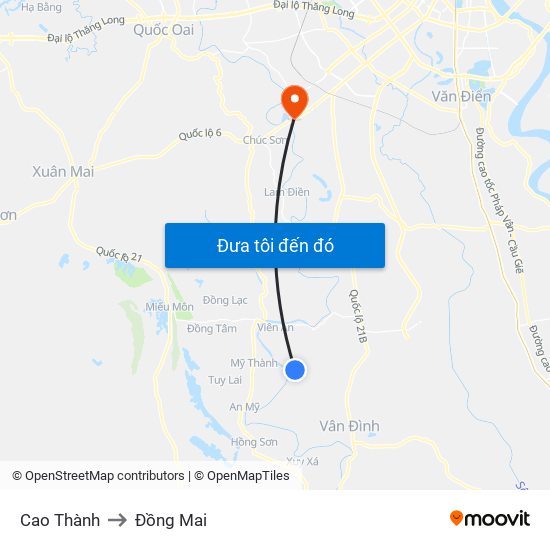 Cao Thành to Đồng Mai map