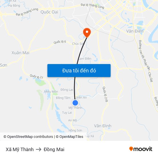 Xã Mỹ Thành to Đồng Mai map