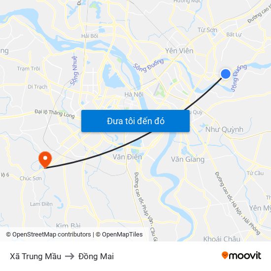 Xã Trung Mầu to Đồng Mai map