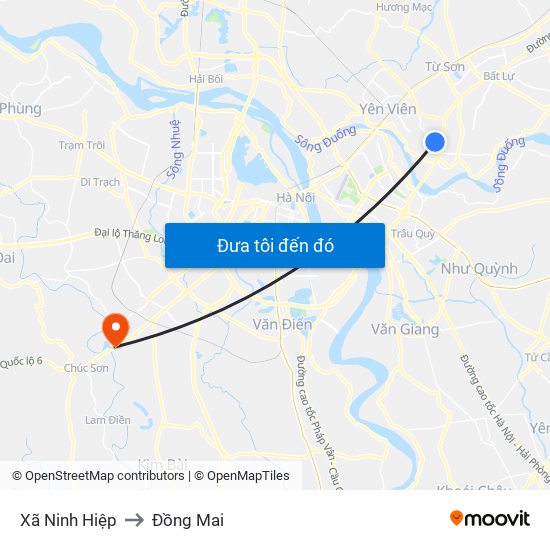 Xã Ninh Hiệp to Đồng Mai map