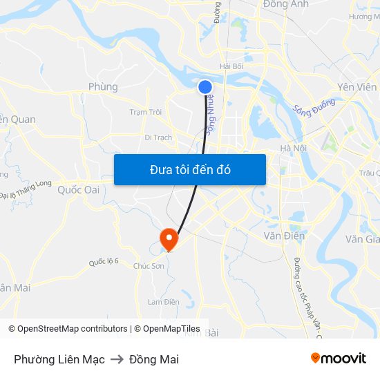 Phường Liên Mạc to Đồng Mai map