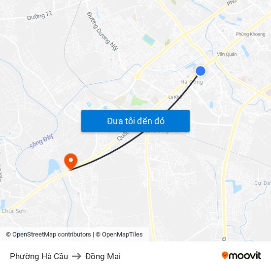Phường Hà Cầu to Đồng Mai map