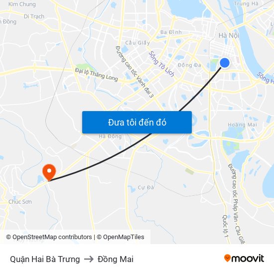 Quận Hai Bà Trưng to Đồng Mai map