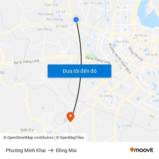 Phường Minh Khai to Đồng Mai map