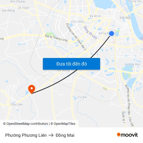 Phường Phương Liên to Đồng Mai map