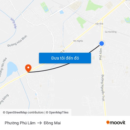 Phường Phú Lãm to Đồng Mai map