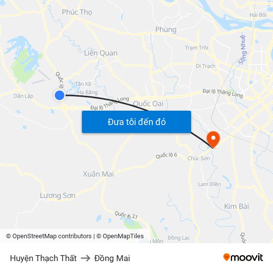 Huyện Thạch Thất to Đồng Mai map