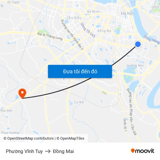 Phường Vĩnh Tuy to Đồng Mai map