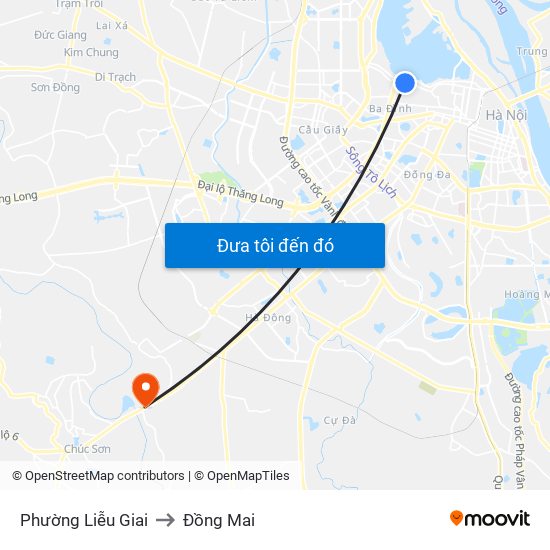 Phường Liễu Giai to Đồng Mai map