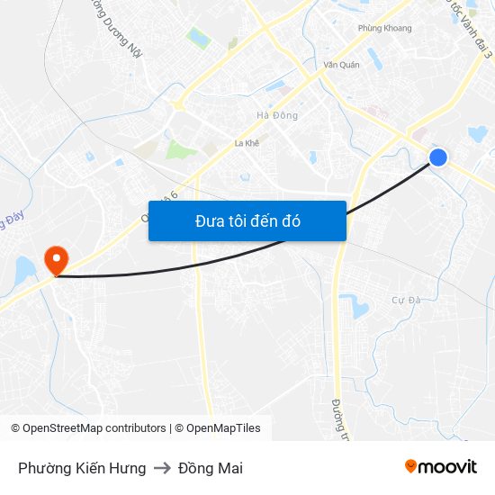 Phường Kiến Hưng to Đồng Mai map