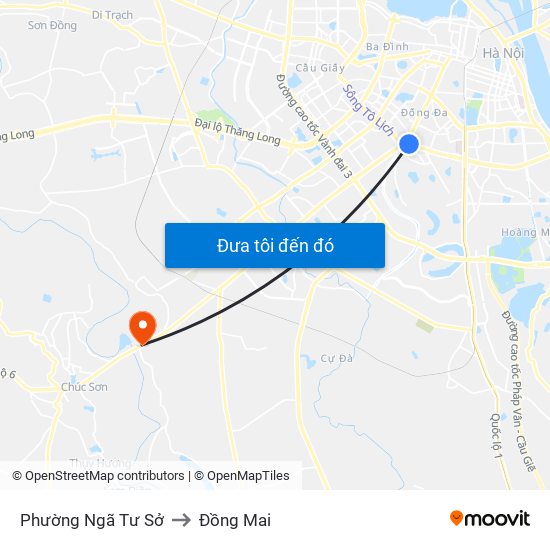Phường Ngã Tư Sở to Đồng Mai map