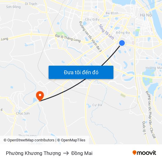 Phường Khương Thượng to Đồng Mai map