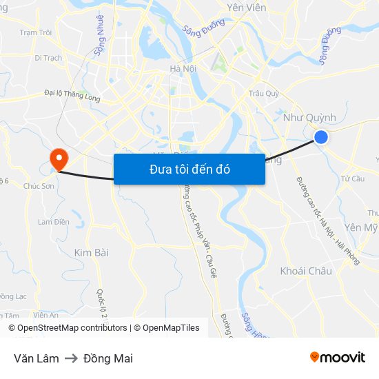 Văn Lâm to Đồng Mai map