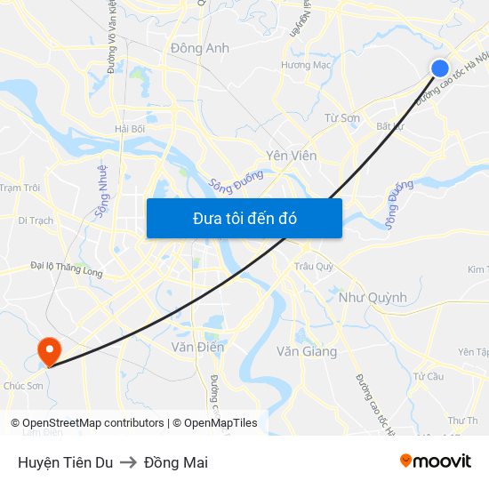 Huyện Tiên Du to Đồng Mai map