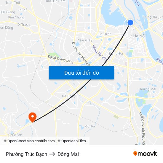 Phường Trúc Bạch to Đồng Mai map