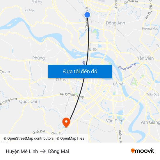 Huyện Mê Linh to Đồng Mai map