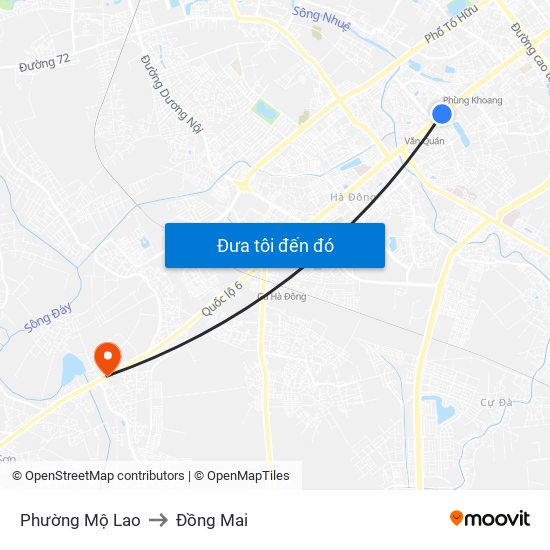 Phường Mộ Lao to Đồng Mai map