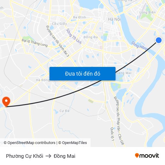 Phường Cự Khối to Đồng Mai map