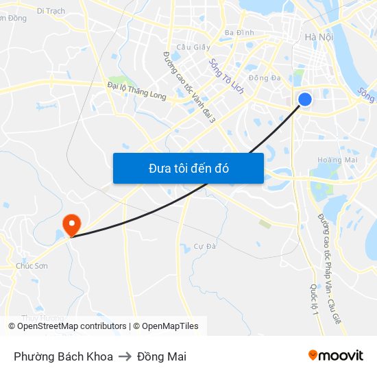 Phường Bách Khoa to Đồng Mai map