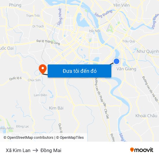 Xã Kim Lan to Đồng Mai map