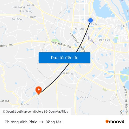 Phường Vĩnh Phúc to Đồng Mai map