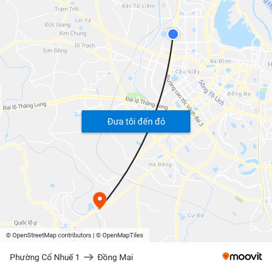 Phường Cổ Nhuế 1 to Đồng Mai map