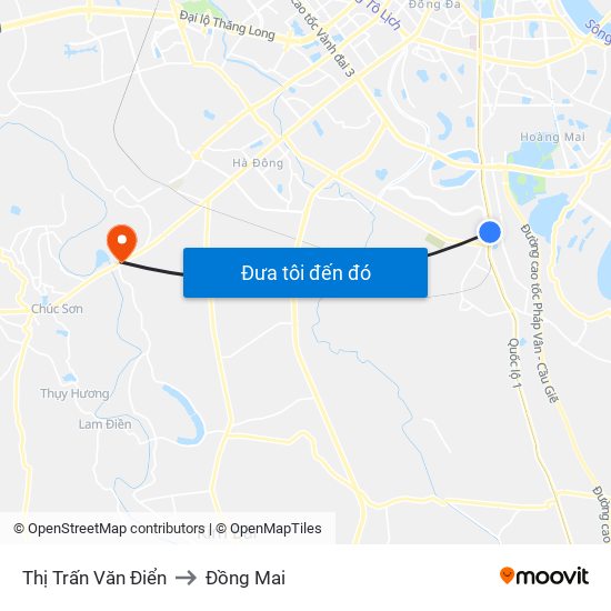 Thị Trấn Văn Điển to Đồng Mai map